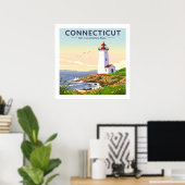 Poster Connecticut vintage (Bureau à domicile)