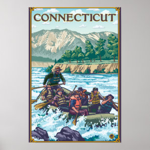 Poster ConnecticutRiver transportant la scène par radeau