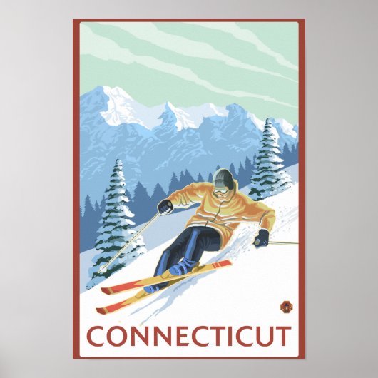 Poster ConnecticutSkier de descente (Devant)