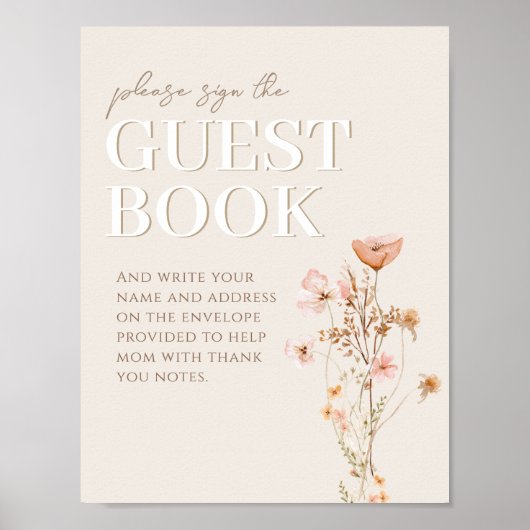 Poster Connexion du livre d'hôtes pour Baby shower Fleur  (Devant)