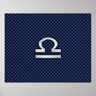 Poster Connexion Libra Zodiac Navy Blue Carbon Fiber