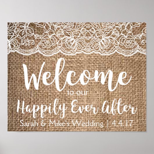 Poster Connexion Mariage Burlap & Lace - Heureux Jamais A (Devant)
