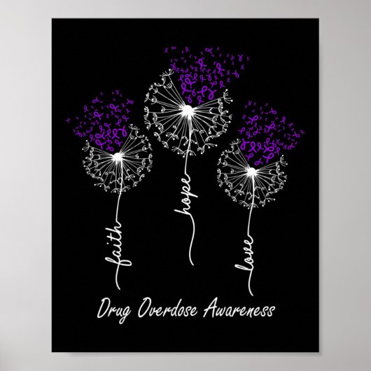 Poster Conscience de l'overdose de drogue Foi Espoir Amou (Devant)
