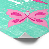 Poster Conscience du ruban rose Mots inspirants (Coin)