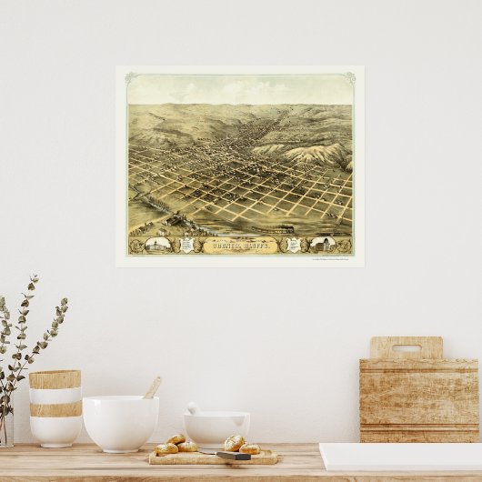 Poster Conseil Bluffs, IA Panoramic Map - 1868 (Cuisine)