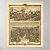 Poster Conseil Bluffs, IA Panoramic Map - 1875 (Devant)