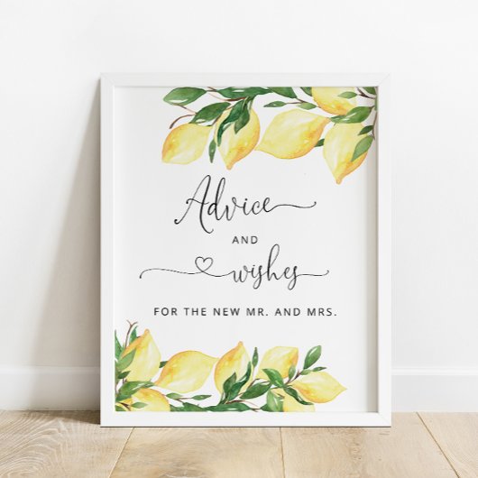 Poster Conseil Citron pour la mariée et les souhaits