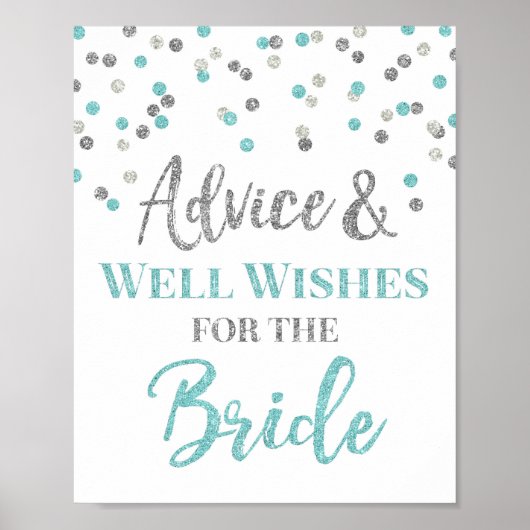 Poster Conseil Confetti Argent Bleu pour le signe de mari (Devant)