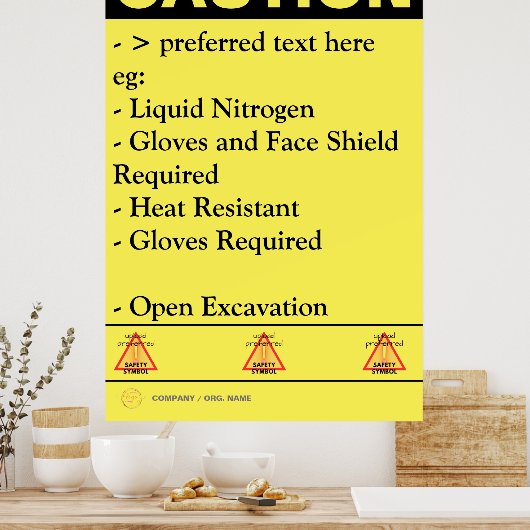 Poster Conseil d'avertissement de sécurité de constructio (Cuisine)