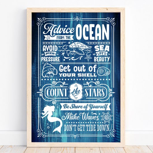 Poster Conseil De L'Ocean Cute Beach Citation