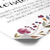 Poster Conseil mariage Mots de sagesse Bourgogne Floral (Coin)
