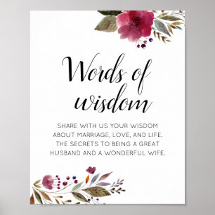 Poster Conseil mariage Mots de sagesse Bourgogne Floral