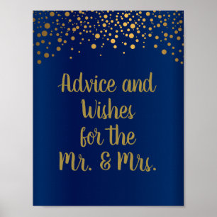 Poster Conseil - Points Confetti Or - Bleu foncé