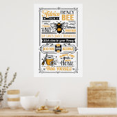 Poster conseil sur les abeilles miel mignonnes art (Cuisine)