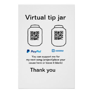 Poster Conseil virtuel jar q r code argent don PayPal ven
