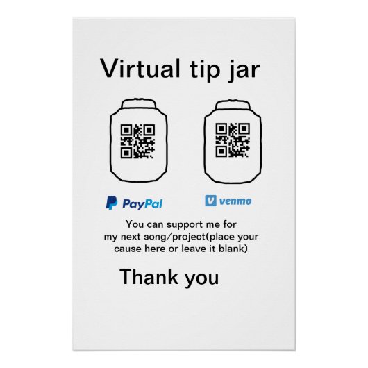 Poster Conseil virtuel jar q r code argent don PayPal ven (Devant)