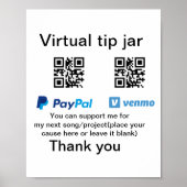 Poster Conseil virtuel jar q r code argent don PayPal ven (Devant)