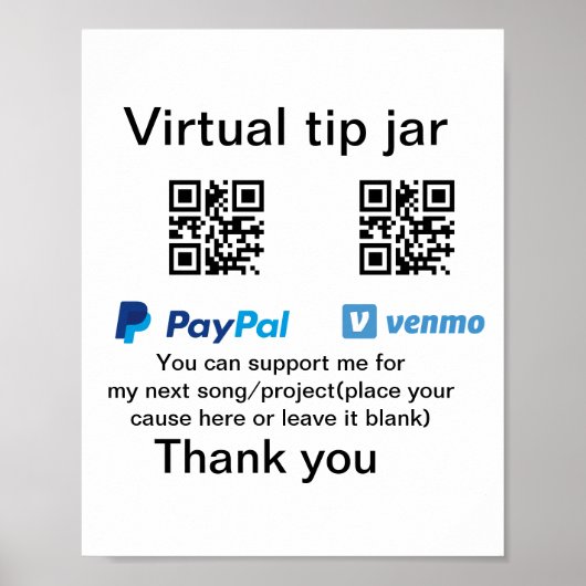 Poster Conseil virtuel jar q r code argent don PayPal ven (Devant)