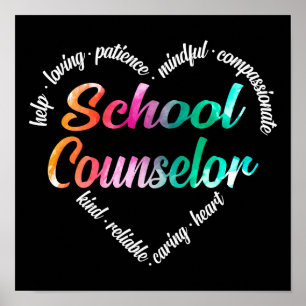 Poster Conseiller scolaire Mot de coeur Nuage Aquarelle