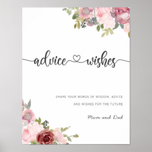 Poster Conseils aux futurs parents baby showers floraux