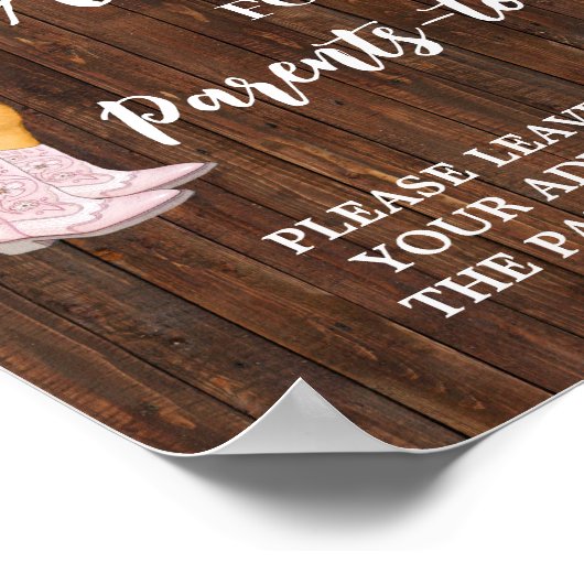 Poster Conseils aux parents pour être cowgirl Baby shower (Coin)