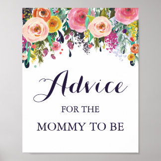 Poster Conseils de Baby shower de fleurs pour le signe ma