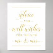 Poster Conseils de calligraphie dorée et vœux de bonheur (Devant)