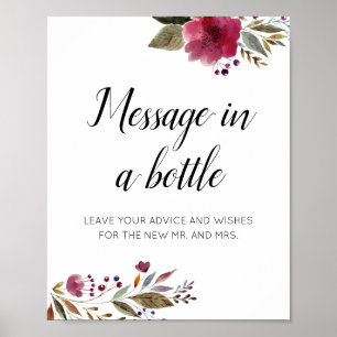 Poster Conseils de mariage Message dans une bouteille Flo