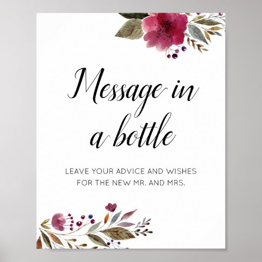 Poster Conseils de mariage Message dans une bouteille Flo (Devant)