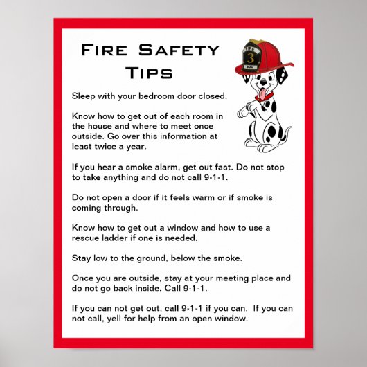 Poster Conseils de sécurité sur le feu de chien dalmate (Devant)