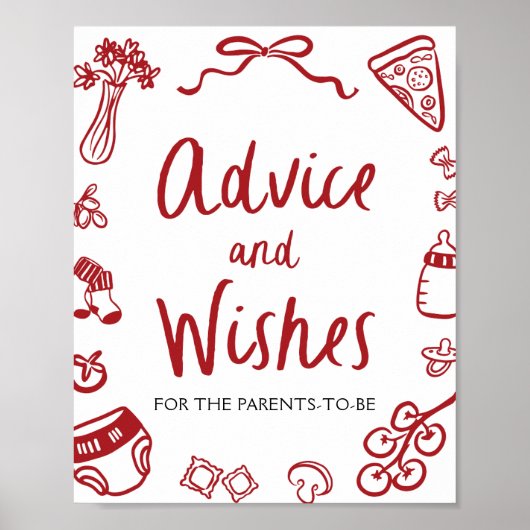 Poster Conseils et souhaits de Baby shower tirés à la mai (Devant)