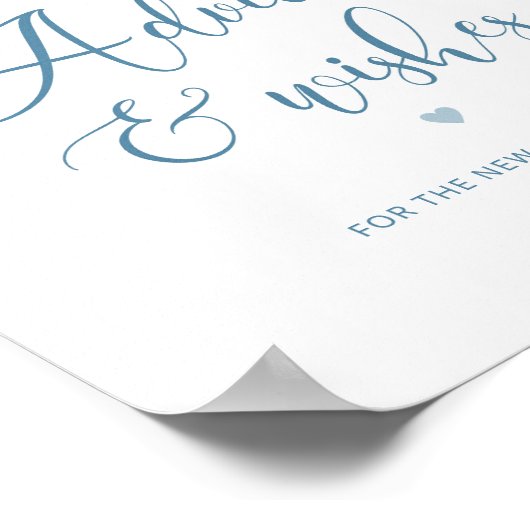 Poster Conseils et souhaits floraux bleu Dusty pour les j (Coin)