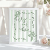 Poster Conseils et souhaits Whimsical Sagge vert Bridal