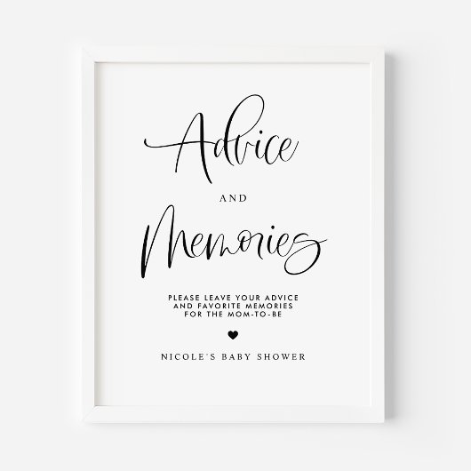 Poster Conseils et souvenirs Baby shower de Calligraphie 