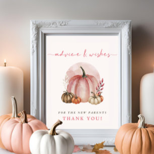 Poster Conseils et Vœux de Baby Shower Rose Citrouille No
