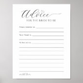 Poster Conseils pour la mariée Jeu imprimable pour la dou (Devant)