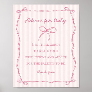 Poster Conseils pour le jeu de Baby shower Coquette rose