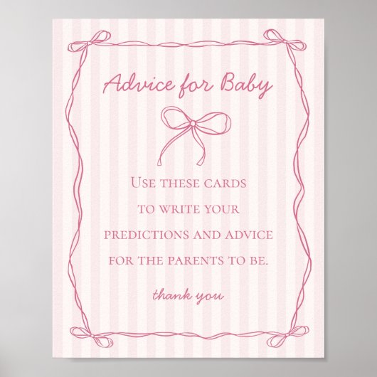 Poster Conseils pour le jeu de Baby shower Coquette rose (Devant)