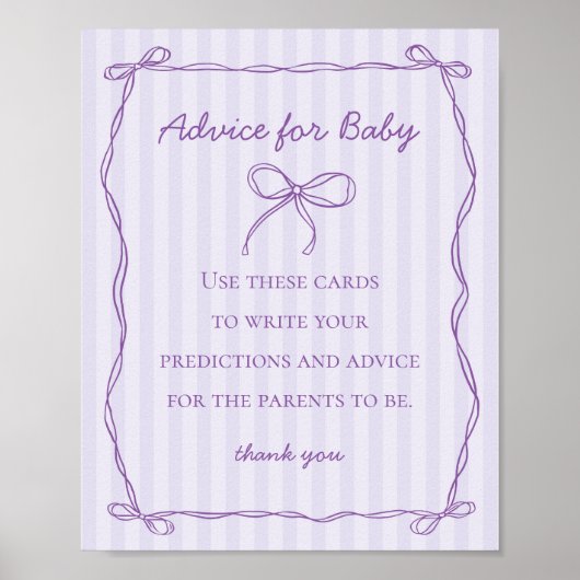 Poster Conseils pour le jeu de Baby shower de coquette po (Devant)