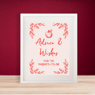 Poster Conseils & Vœux Fête de Naissance Pomme Dessinée à