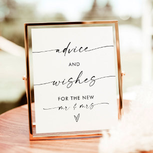 Poster Conseils + Voeux Signe, Moderne minimaliste Mariée