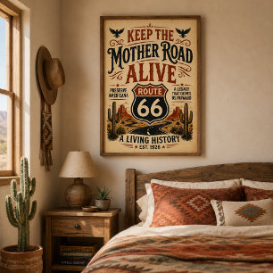 Poster Conserver l'Américaine Route 66 Patrimoine de la R