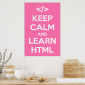 Poster Conserver le calme et apprendre HTML (Cuisine)