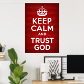 Poster Conserver le calme et faire confiance à Dieu (Bureau à domicile)