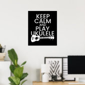 Poster Conserver le calme et jouer Ukulele pour mélomane (Bureau à domicile)