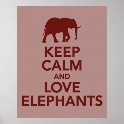 Poster Conserver le calme et l'amour Eléphants imprimer o (Devant)
