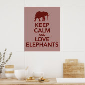 Poster Conserver le calme et l'amour Eléphants imprimer o (Cuisine)