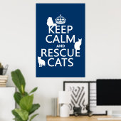 Poster Conserver le calme et Secourir les chats (dans n'i (Bureau à domicile)