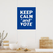 Poster "Conserver le calme et voter" blanc, bleu (Cuisine)