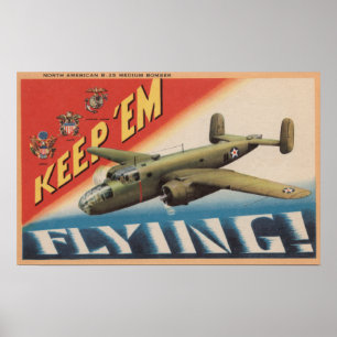 Poster Conserver Le Vol Em/Bombe Moyen B-25 (Avion)